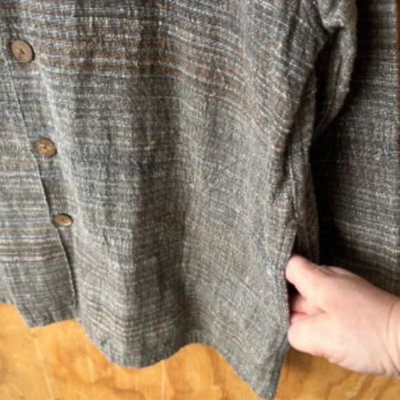 Yasuko Kurisaka Mandarin Button Down Blazer Tweed Boucle Brown Gray Jacket - Picture 4 of 7